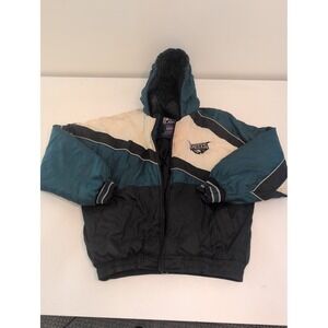 Vtg Philadelphia Eagles Hood Jacket XL Pro Player Midnight Green 90s Puffer NFL